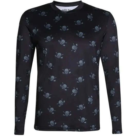 Golf Long Sleeve Undershirt with Skulls (Black/Charcoal)