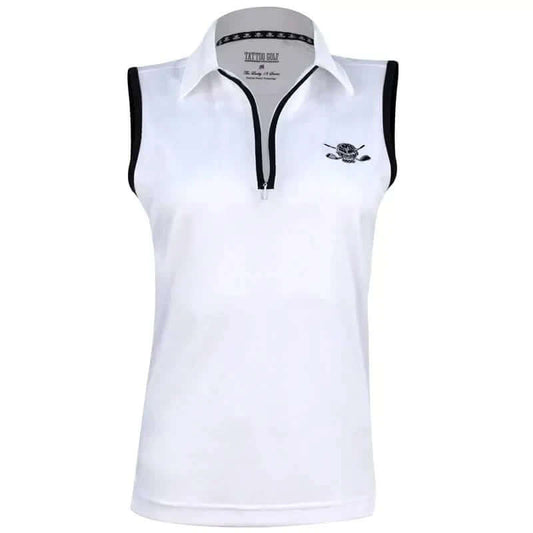 Sleeveless Cool-Stretch Women's Golf Shirt (White/Black)