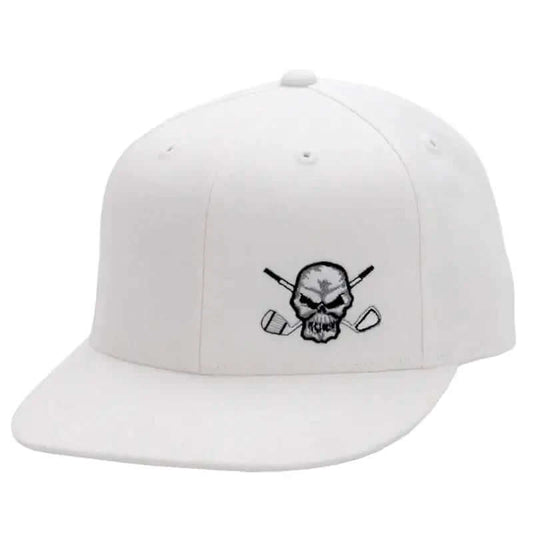 110 Snap Back Flat Brim Golf Hat (White)