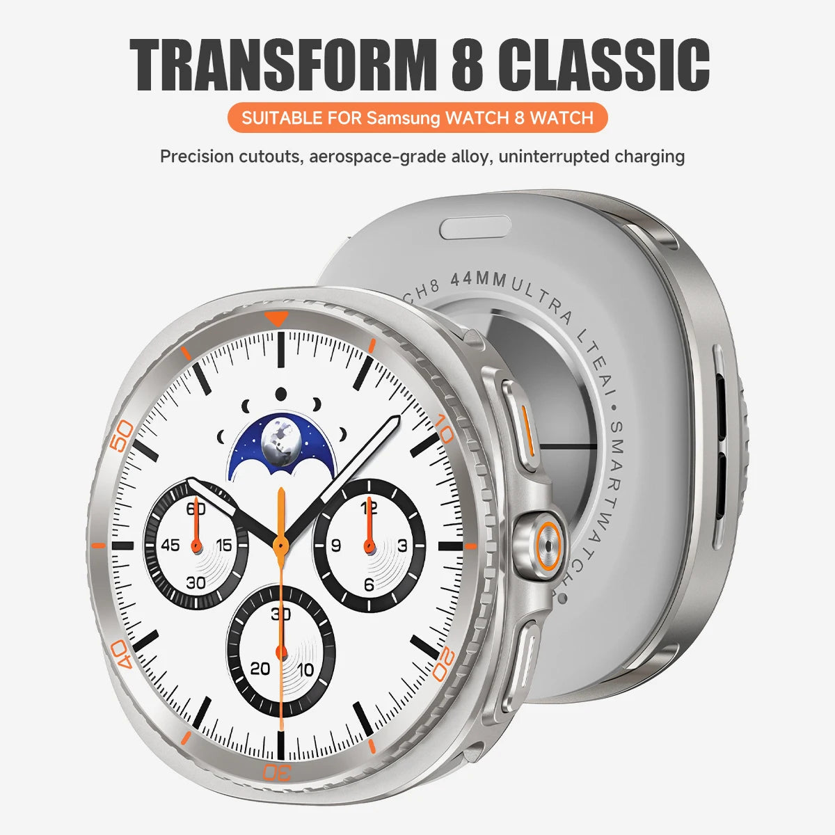 Premium Metal Case for Samsung Galaxy Watch 8 44mm 40mm, Heavy Duty Protective Cover