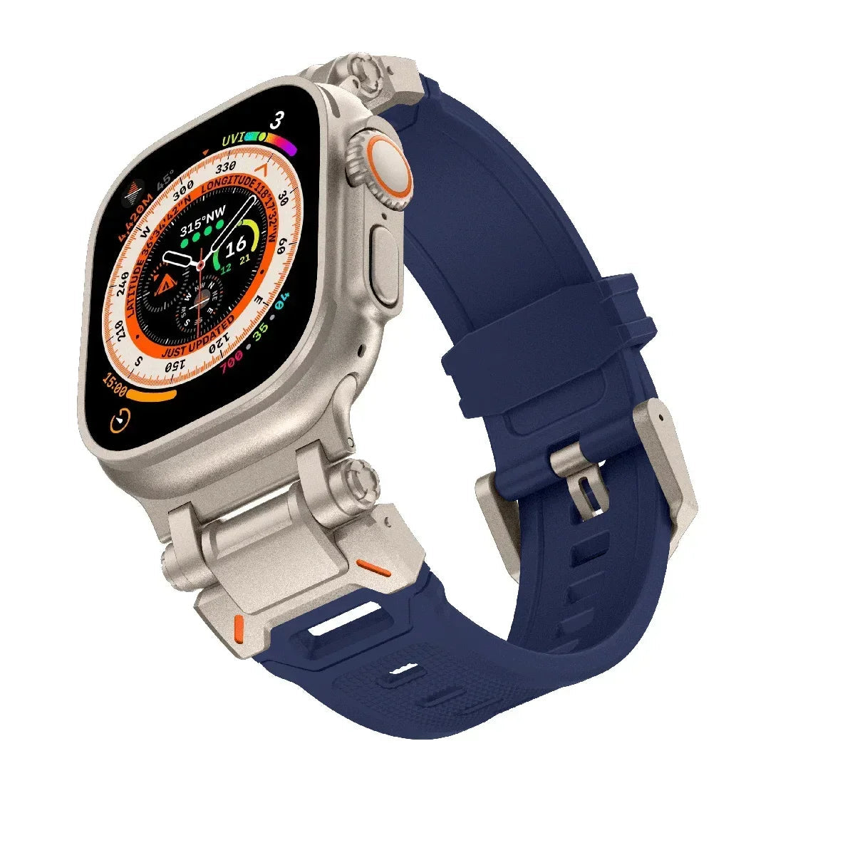 Silicone Apple Watch Band with Steel Buckle 42/44/45/49 MM