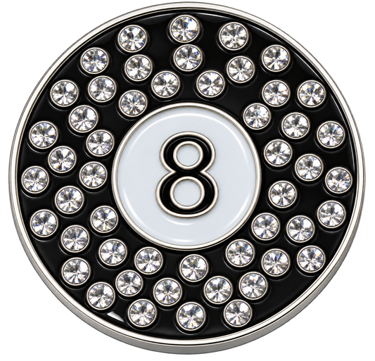 8 Ball Crystal Golf Ball Marker & Hat Clip by ReadyGOLF