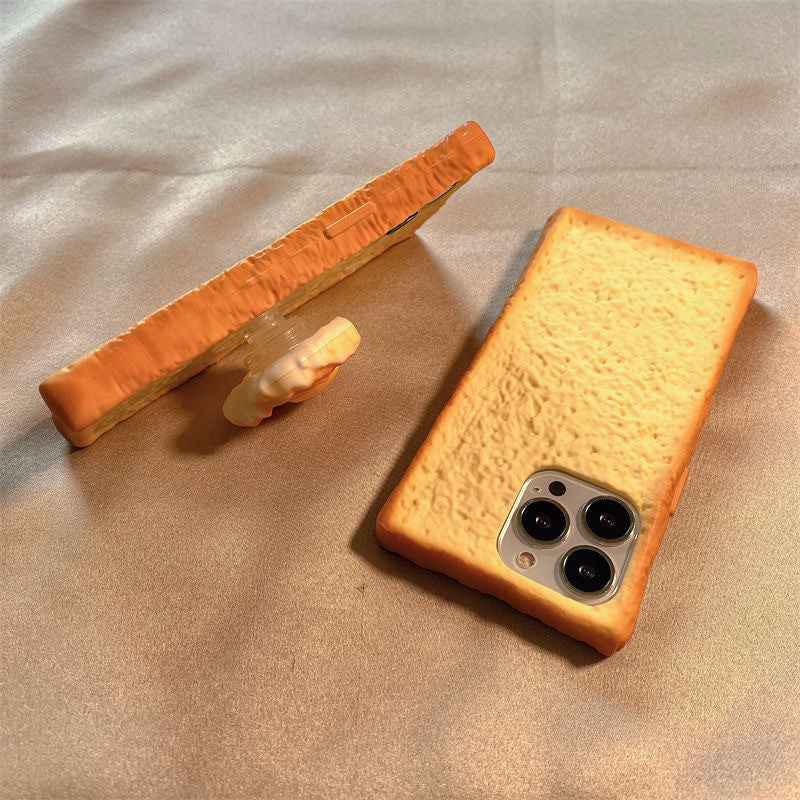 Cute Toast Bread iPhone Case – Funny Cartoon Silicone Cover | iPhone 16/15/14/13/12/11