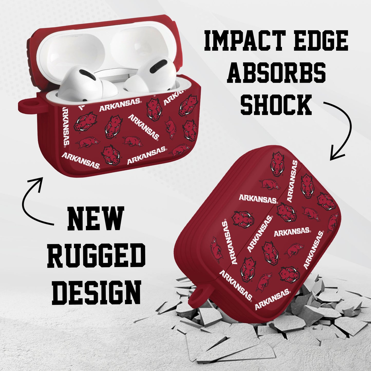 Arkansas Razorbacks HDX AirPods Pro 1 & 2 Case Cover