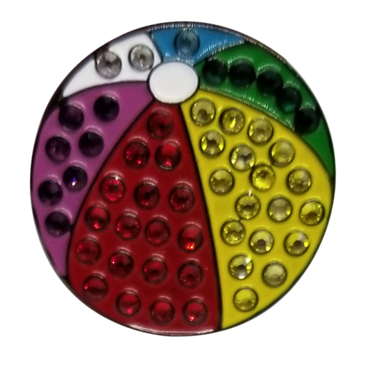 Beach Ball Ball Marker & Hat Clip with Crystals by ReadyGOLF