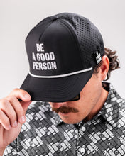 Load image into Gallery viewer, Be A Good Person - Perforated Rope Hat Black
