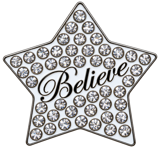 Believe Star with Crystals Ball Marker & Hat Clip by ReadyGOLF