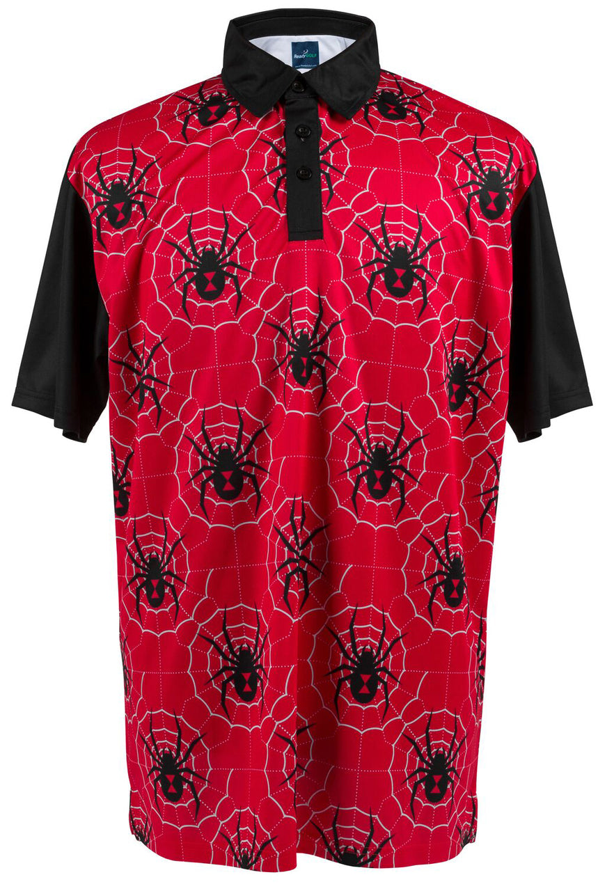 Black Widow Red Mens Golf Polo Shirt by ReadyGOLF