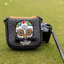 Load image into Gallery viewer, Mustache Sugar Skull - Mallet Putter Cover Gray Camo
