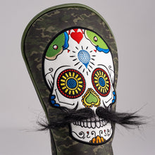 Load image into Gallery viewer, Mustache Sugar Skull - Fairway Cover Green Camo
