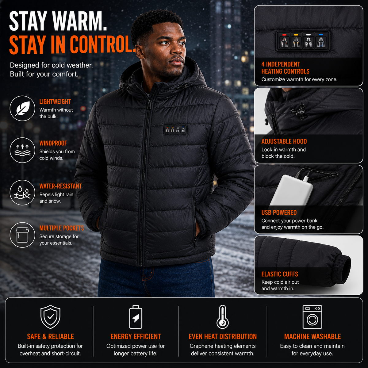 LITEGUEST 27-Zone Heated Down Jacket | 4 Independent Controls