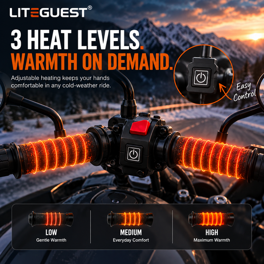 LITEGUEST Heated Handlebar Grips | 12V Motorcycle Grip Warmers