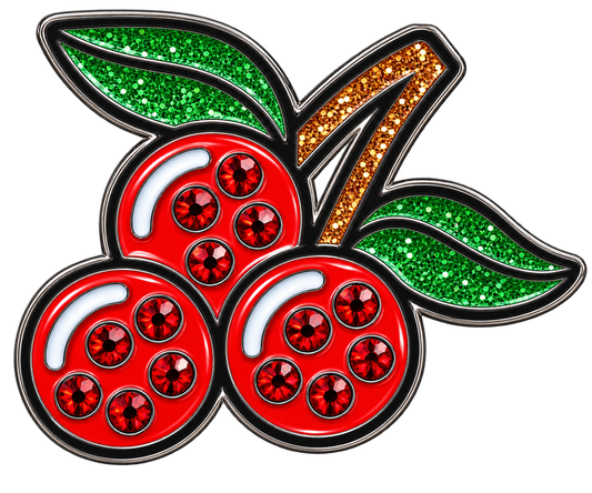 Slot Machine Cherries Ball Marker & Hat Clip with Crystals by ReadyGOLF