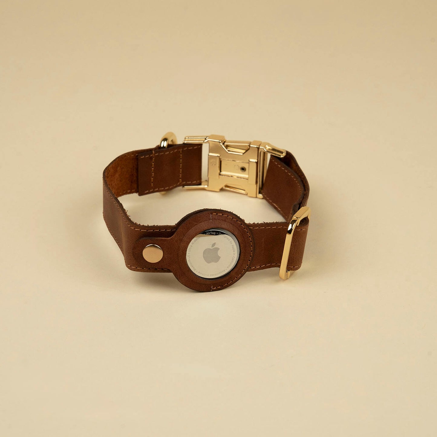 Stylish Leather AirTag Dog Collar - Dark Brown - Davie