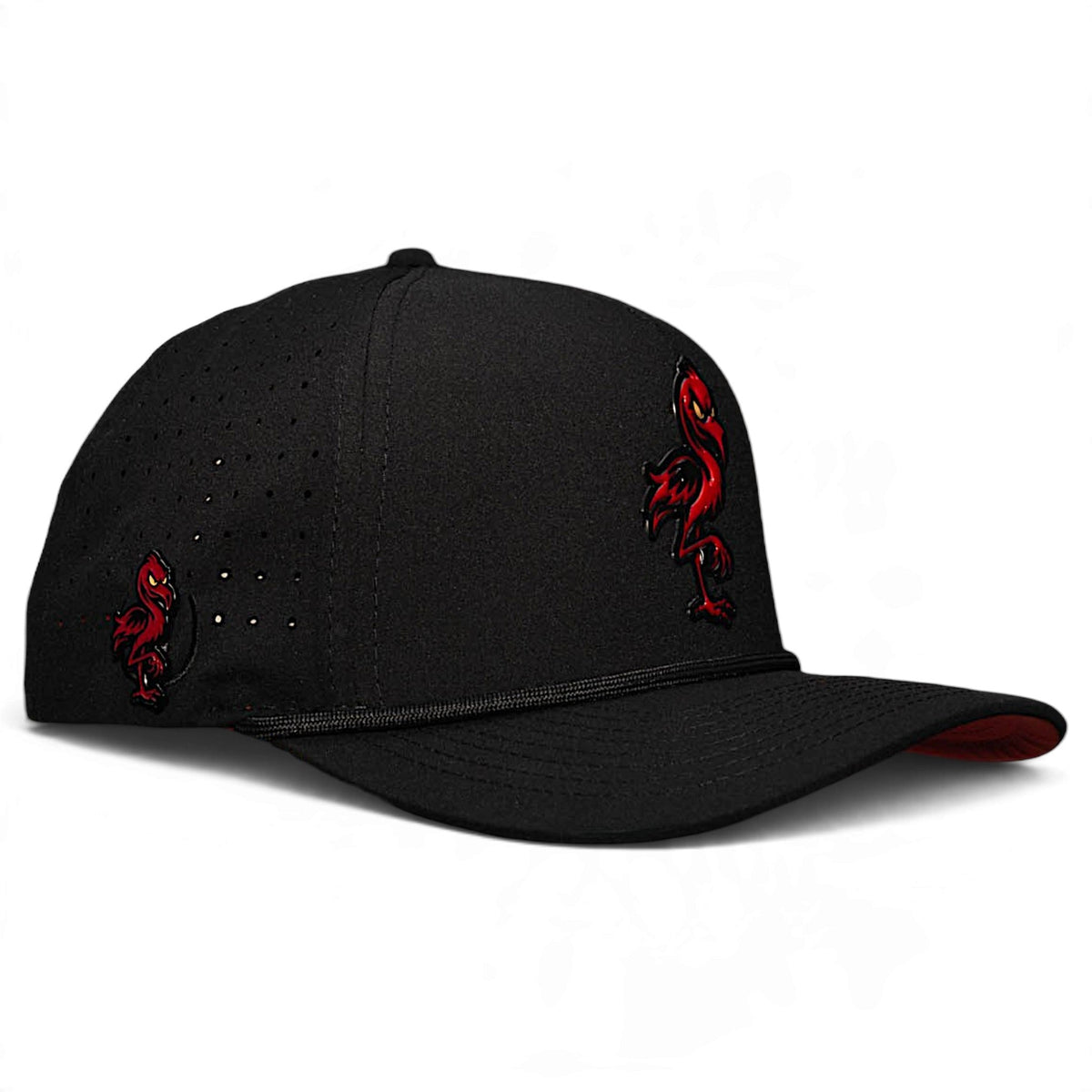 Evil Flamingo Golf Hat | Snapback Cap | Built-in Magnetic Ball Marker Holder + Marker Included | Adjustable Flamingo