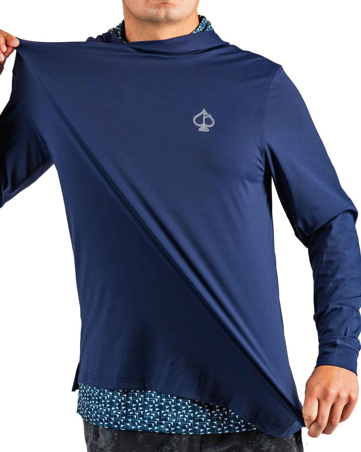 Performance Golf Hoodie - Flag Stick Navy and White