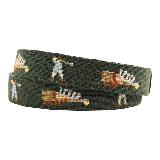 Charleston Belt Golf Forever Leather Needlepoint Belt