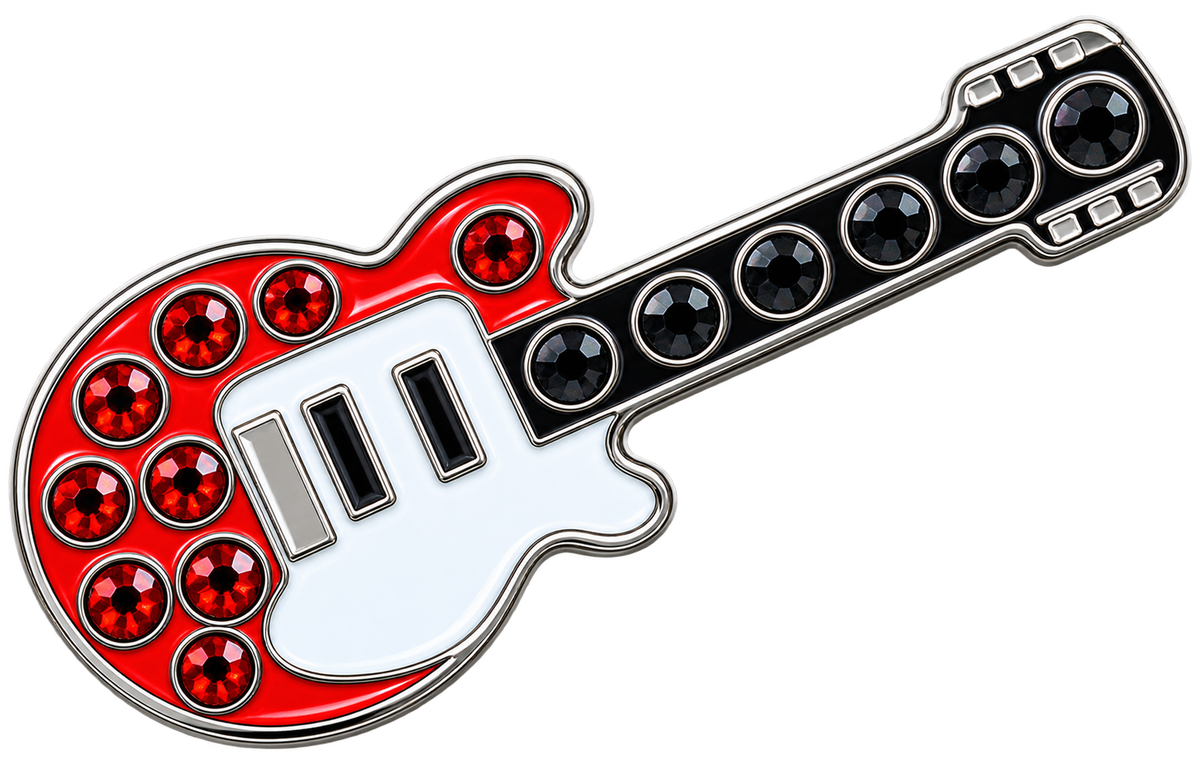 Rock & Roll Guitar Ball Marker & Hat Clip with Crystals by ReadyGOLF