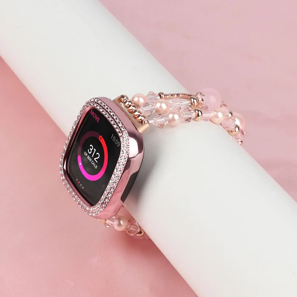 Fitbit Versa 4, Versa 3, Sense 2 & Sense Pearl Beaded Bracelet Band