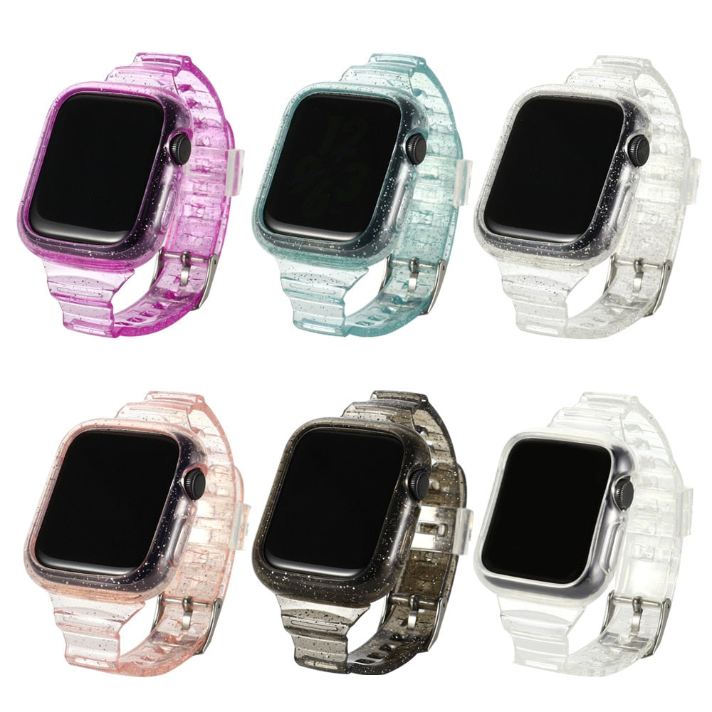Silicon Apple Watch Band + Case Series 9/8/7/6/5/4/3/2/1 SE