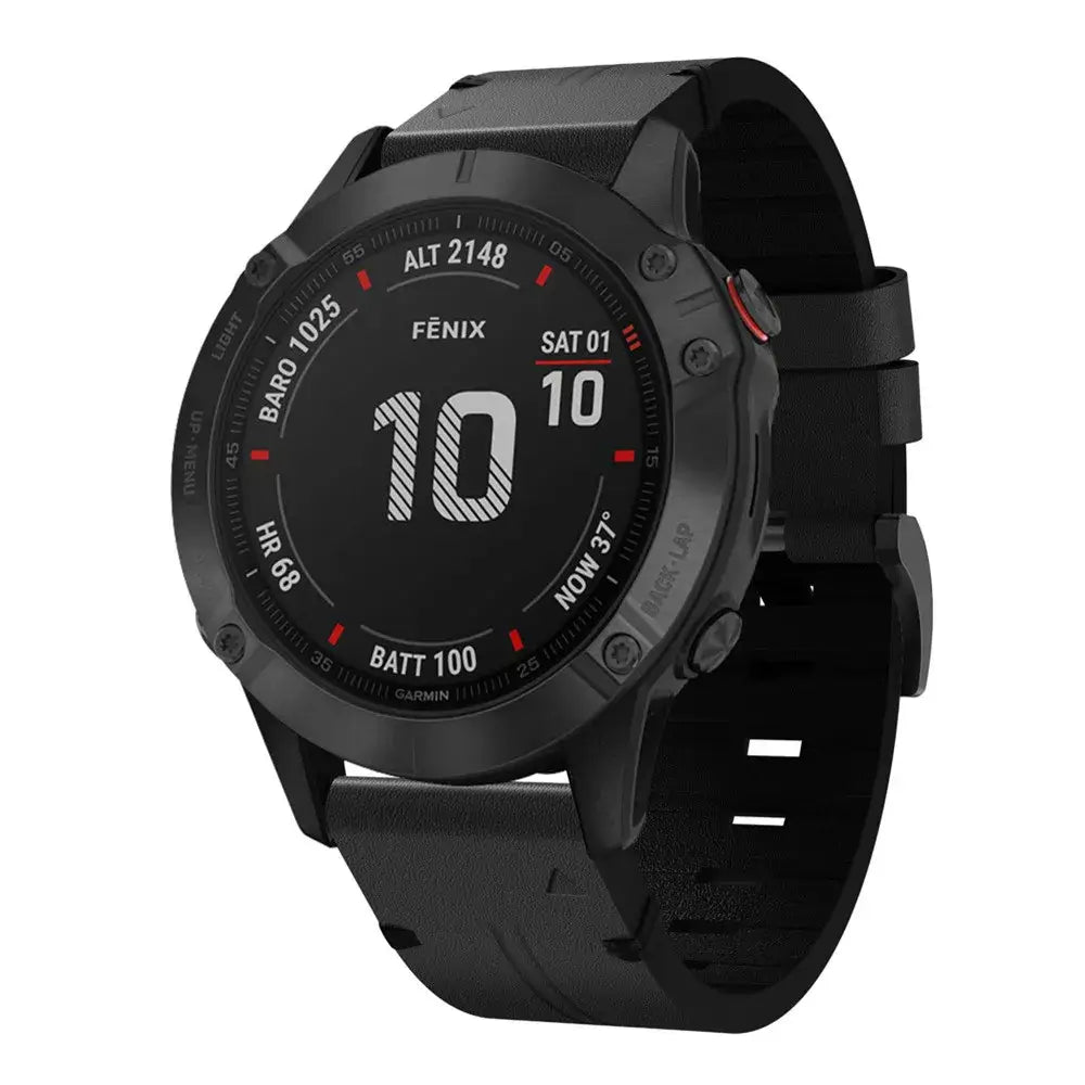 Garmin QuickFit 20/22/26mm Leather Band with Double Keepers