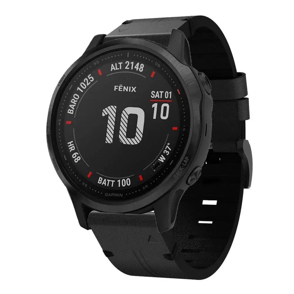 Garmin QuickFit 20/22/26mm Leather Band with Double Keepers