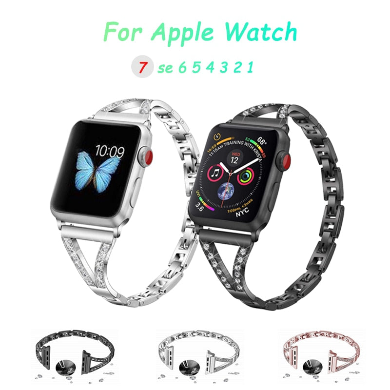 Diamond - Steel Apple Watch Band Series 11/10/9/8/7/6/5/4/ SE / Ultra 1/2/3