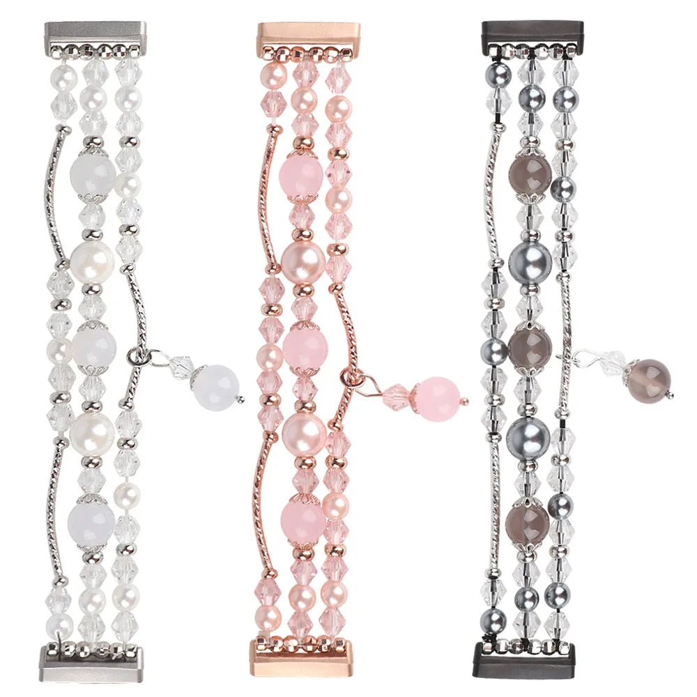 Fitbit Versa 4, Versa 3, Sense 2 & Sense Pearl Beaded Bracelet Band