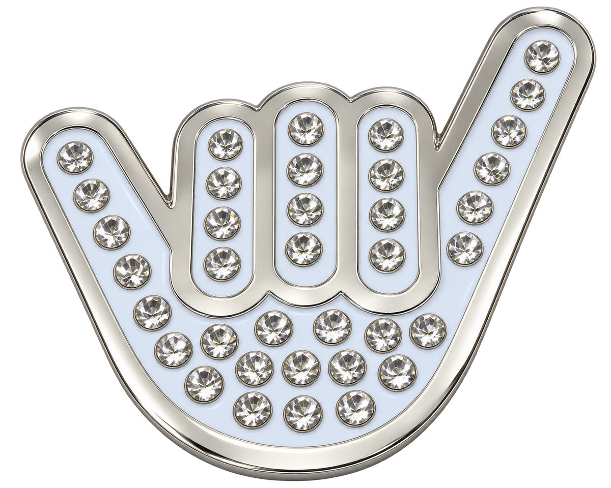 Hang Loose Shaka Sign Crystal Ball Marker & Hat Clip by ReadyGOLF