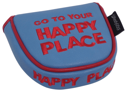 Happy Place Embroidered Mallet Putter Cover by ReadyGOLF