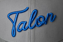 Load image into Gallery viewer, Flat Brim Hat - Grey w/ Royal Script
