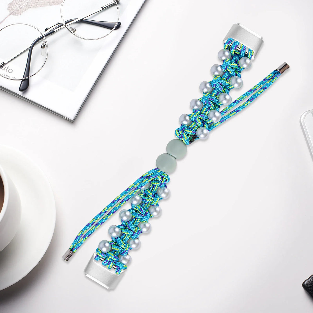 Fitbit Luxe Braided Rope Band with Pearl-Style Beads
