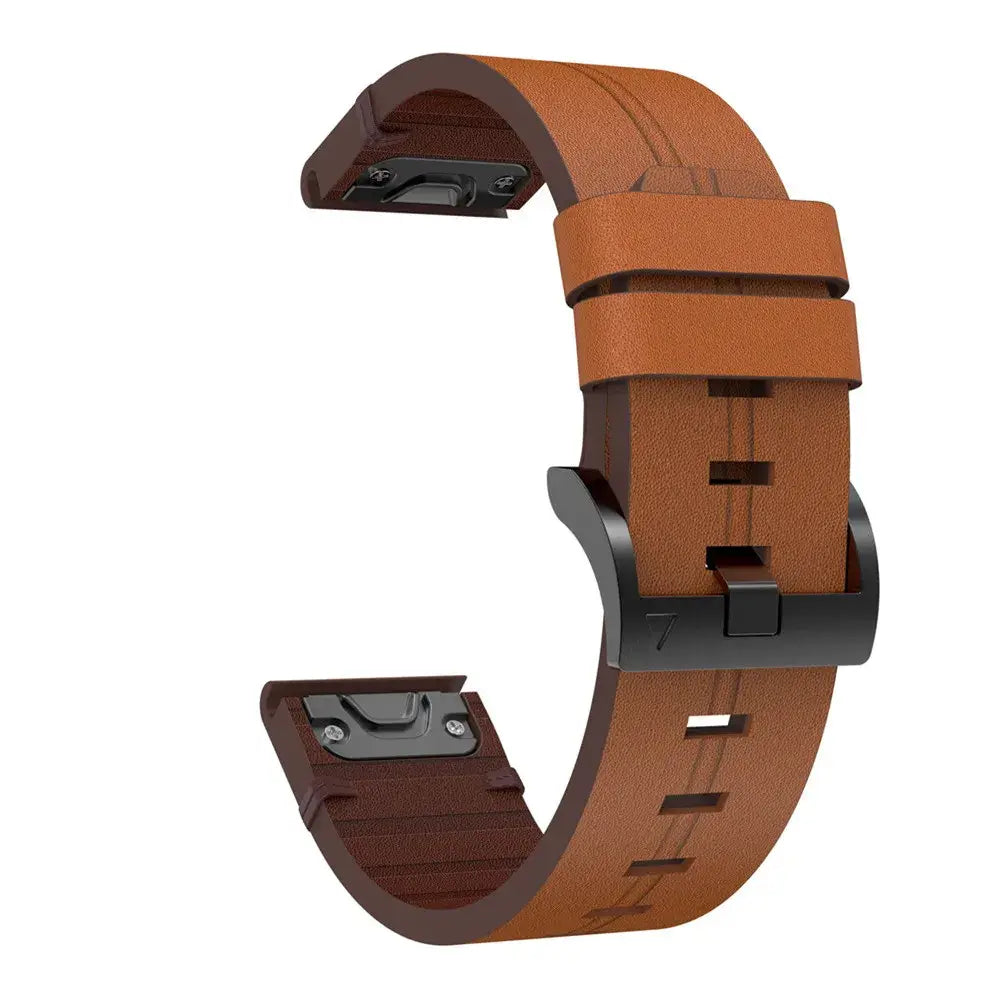 Garmin QuickFit 20/22/26mm Leather Band with Double Keepers