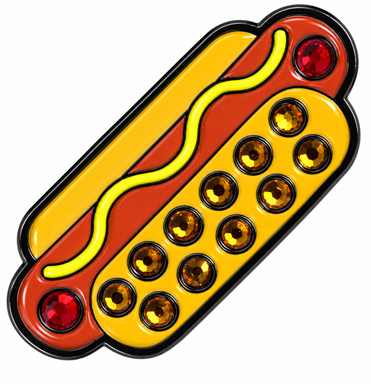 Hot Dog Ball Marker & Hat Clip with Crystals by ReadyGOLF