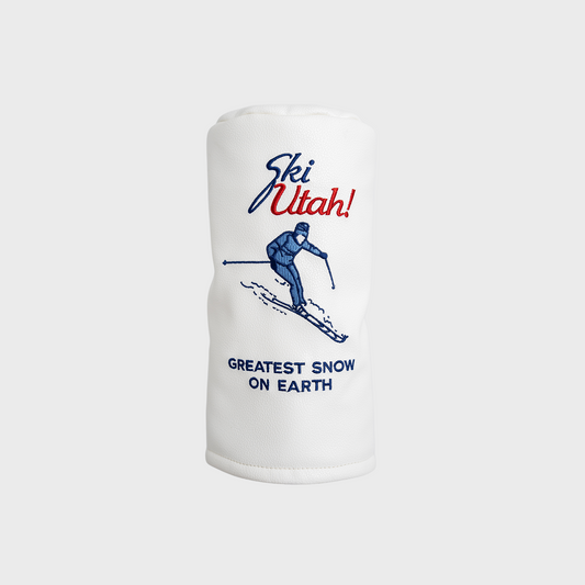 Ski Utah! Driver Headcover | Premium White Ski Utah! License Plate Driver Headcover
