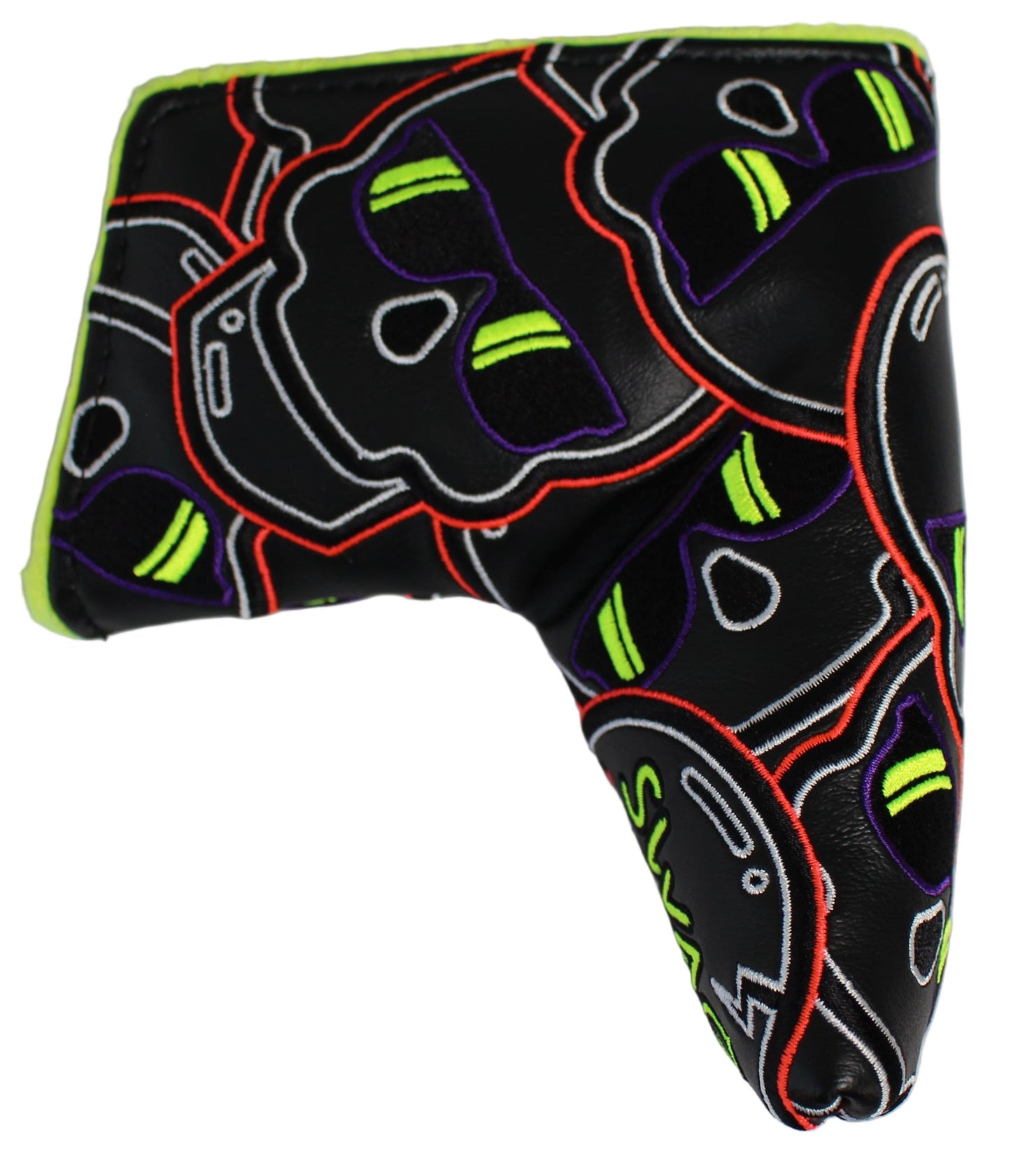 Swag Golf - Stacked Skull Golf Eclipse Black & Yellow Multicolor Blade Putter Headcover