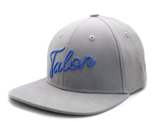 Load image into Gallery viewer, Flat Brim Hat - Grey w/ Royal Script
