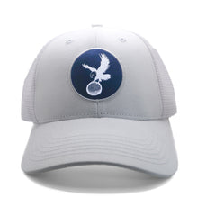 Load image into Gallery viewer, Trucker Hat - White/White w/ Navy Icon
