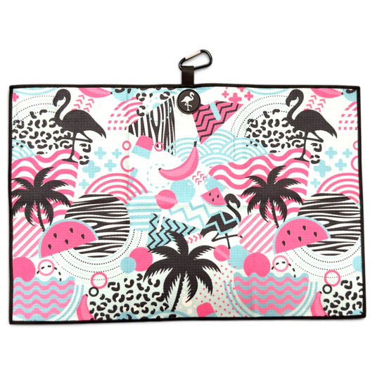 Exotic Flock Golf Towel | 24” x 16” Microfiber Towel | Magnetic Clip & Carabiner | Premium Golf Accessory