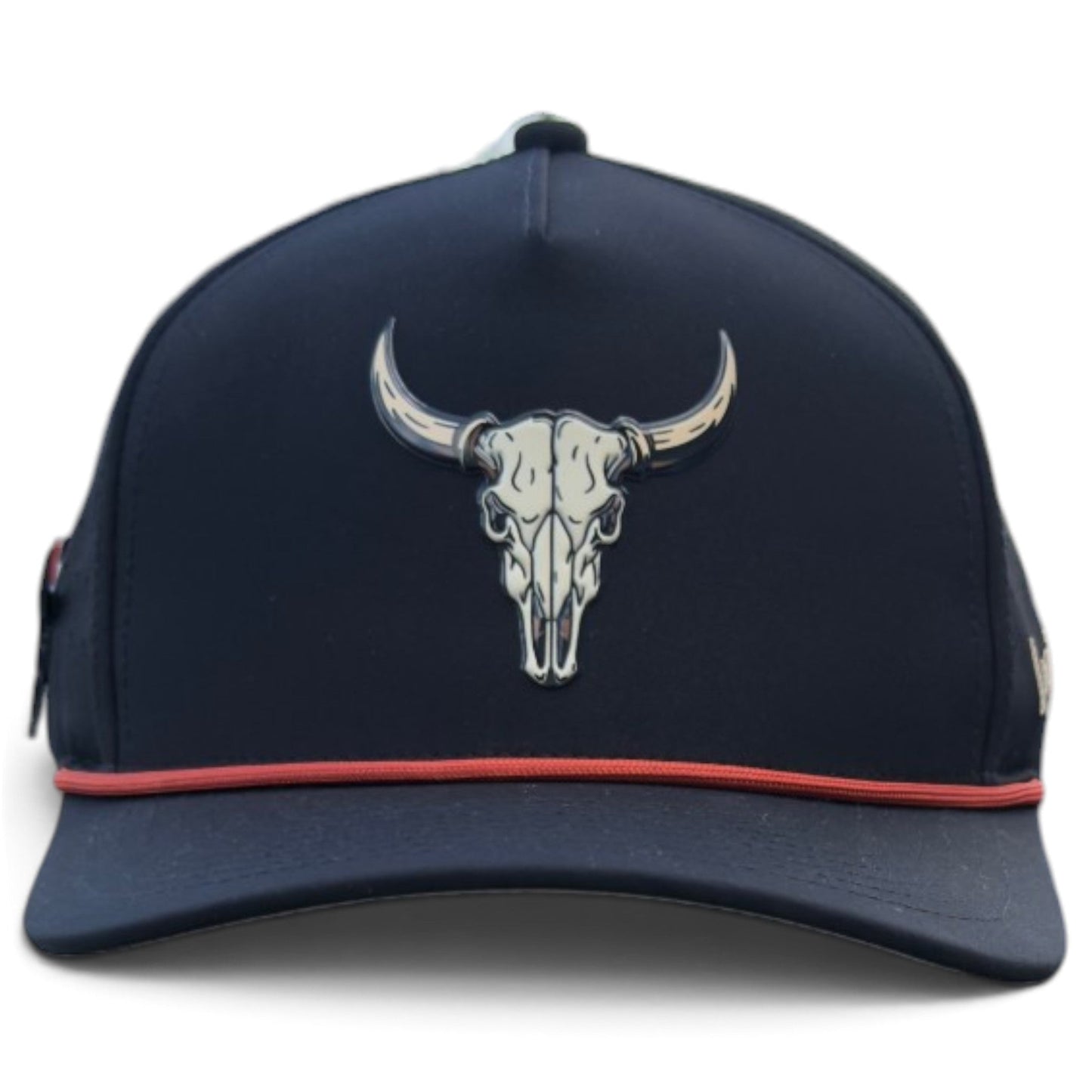 Outlaw Golf Hat | Snapback Cap | Built-in Magnetic Ball Marker Holder + Marker Included | Adjustable | Bull Skull