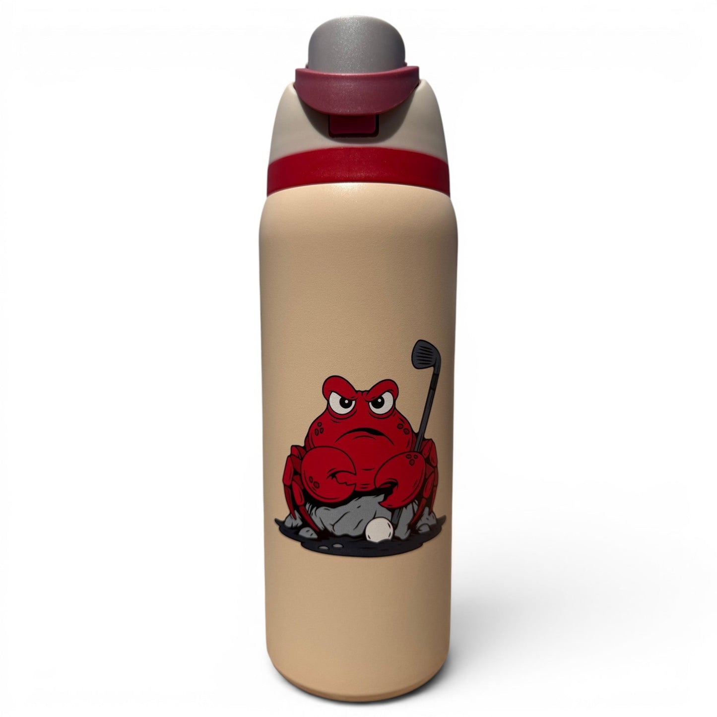 Hydration Bottle – Crab Trap | 32oz Insulated Stainless Steel | Flip Straw Lid w/ Handle