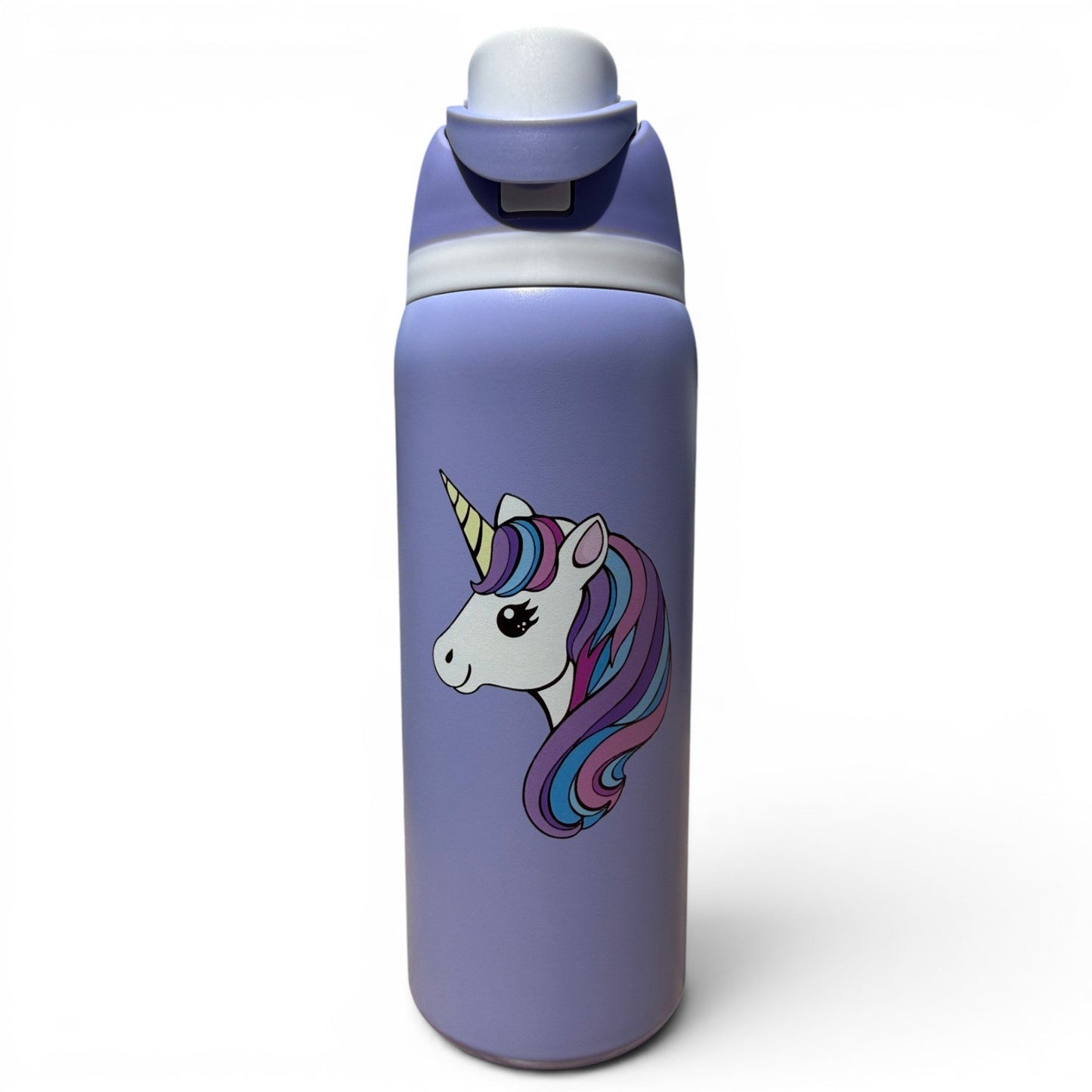 Hydration Bottle – Cute Unicorn | 32oz Insulated Stainless Steel | Flip Straw Lid w/ Handle