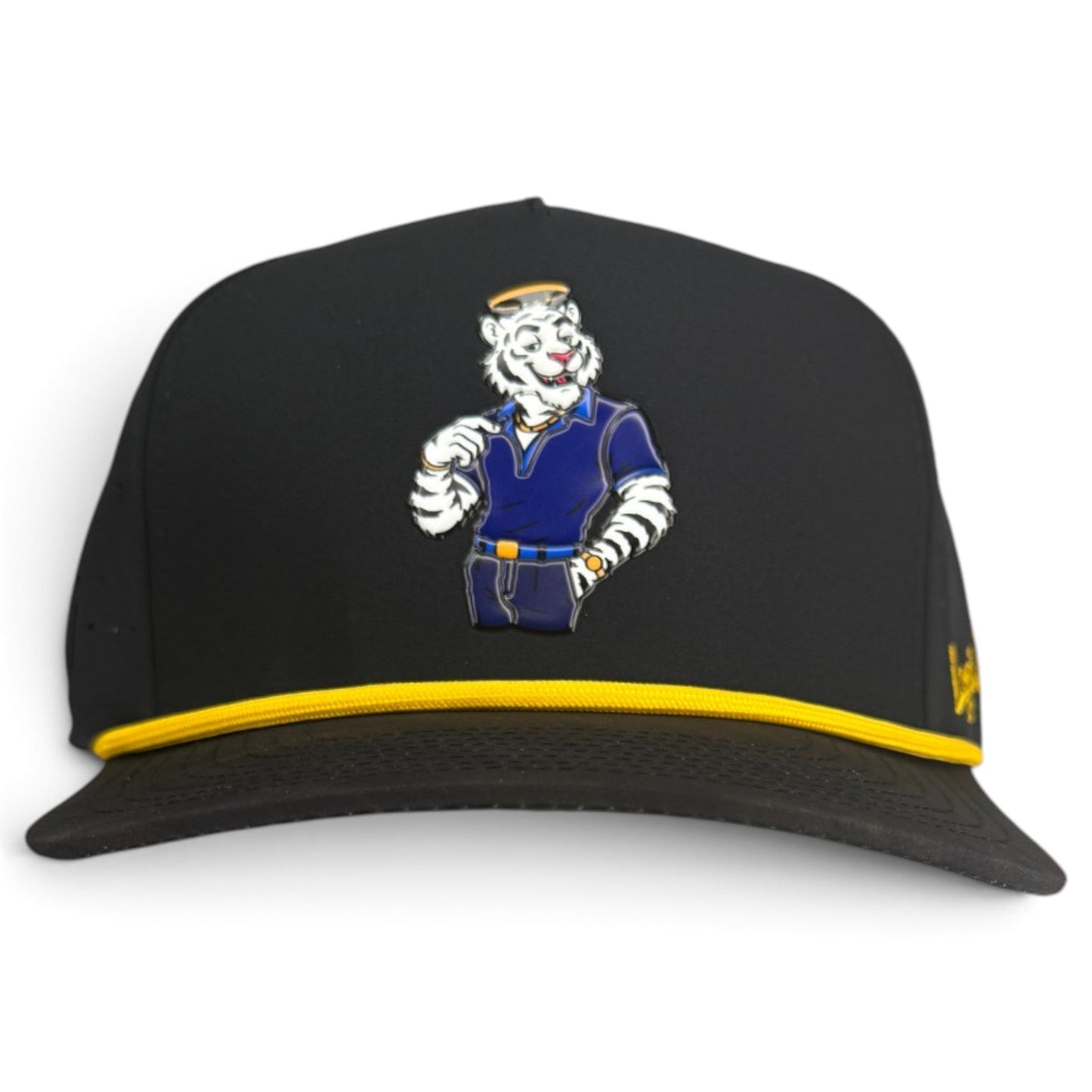 Saintly Tiger Golf Hat | Snapback Cap | Built-in Magnetic Ball Marker Holder + Marker Included | Adjustable White Tiger