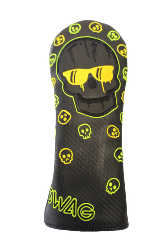 Swag Golf - Melted (Drip) Skull Black & Volt Green Fairway Wood Headcover *opened, no bag*