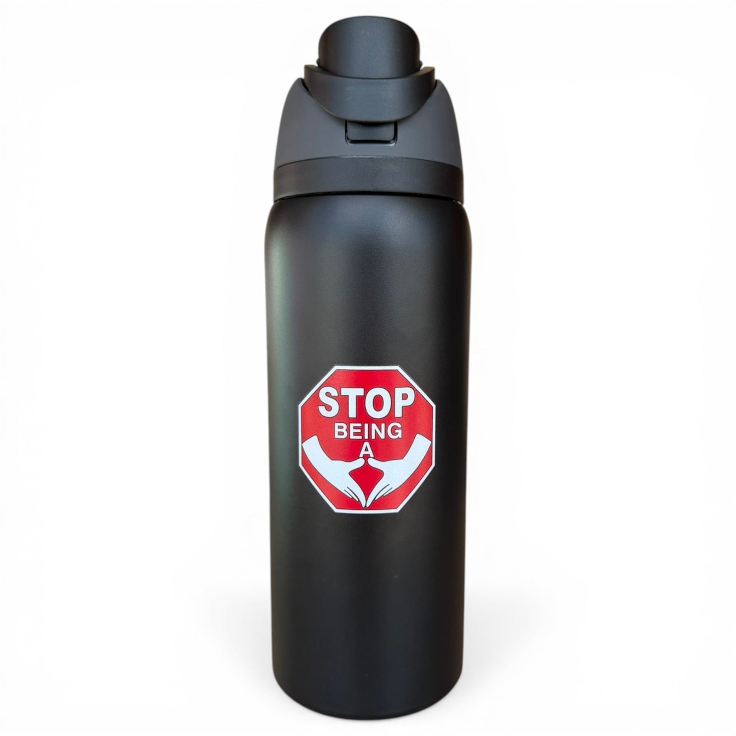 Hydration Bottle – Stop Sign | 32oz Insulated Stainless Steel | Flip Straw Lid w/ Handle