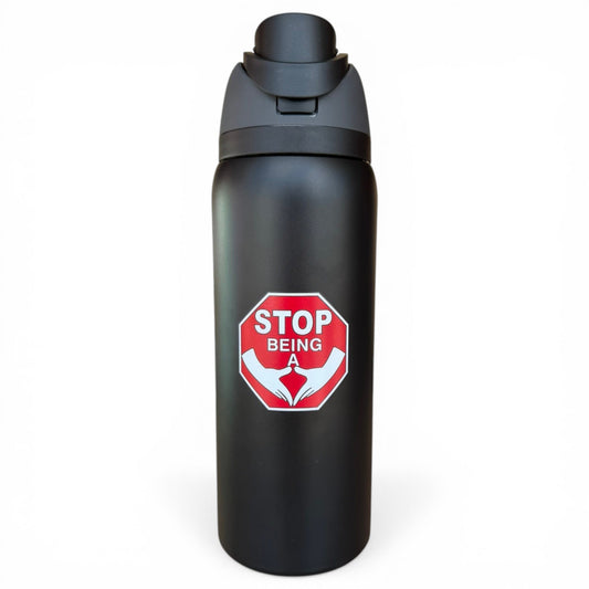 Hydration Bottle – Stop Sign | 32oz Insulated Stainless Steel | Flip Straw Lid w/ Handle