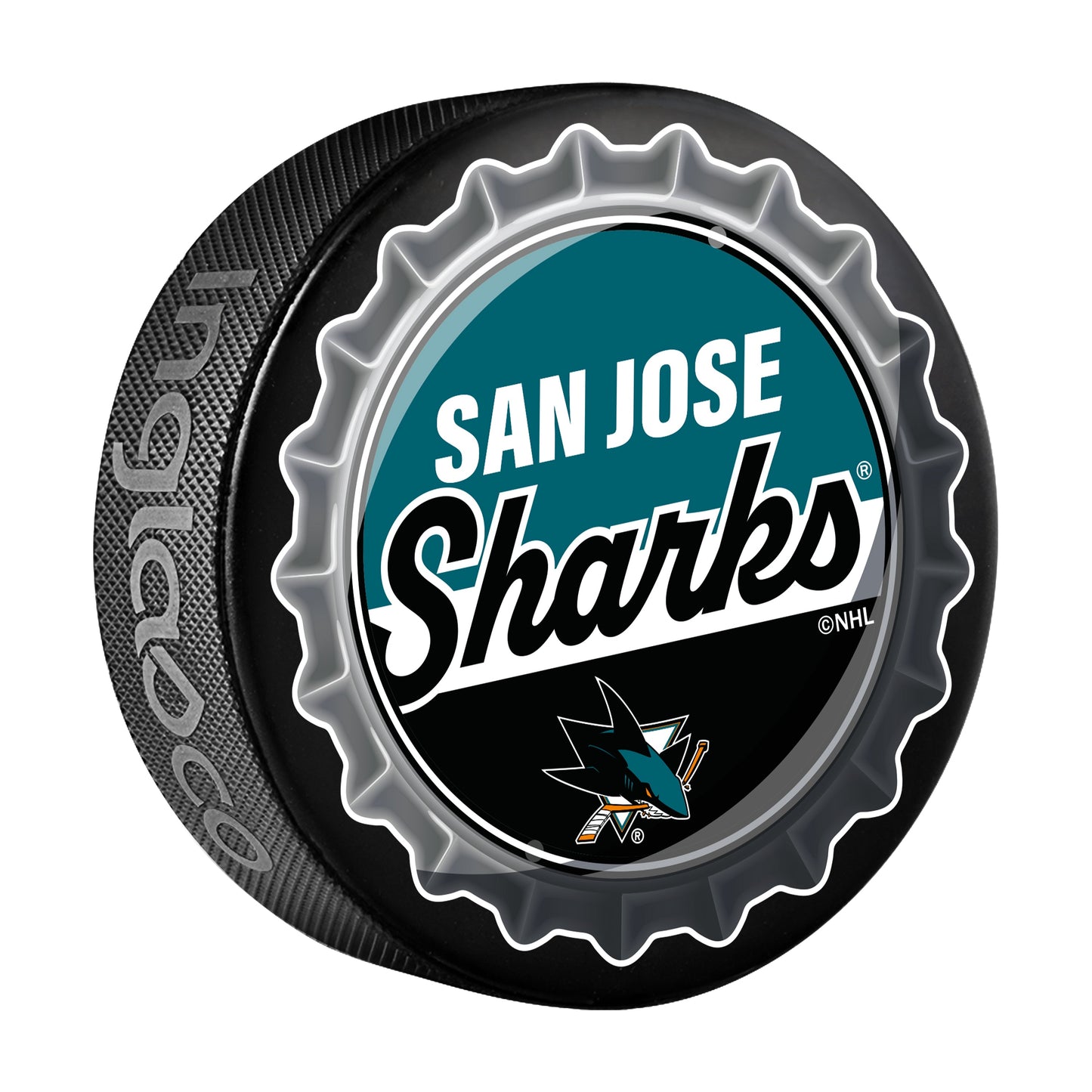 San Jose Sharks Hockey Puck Bottle Opener