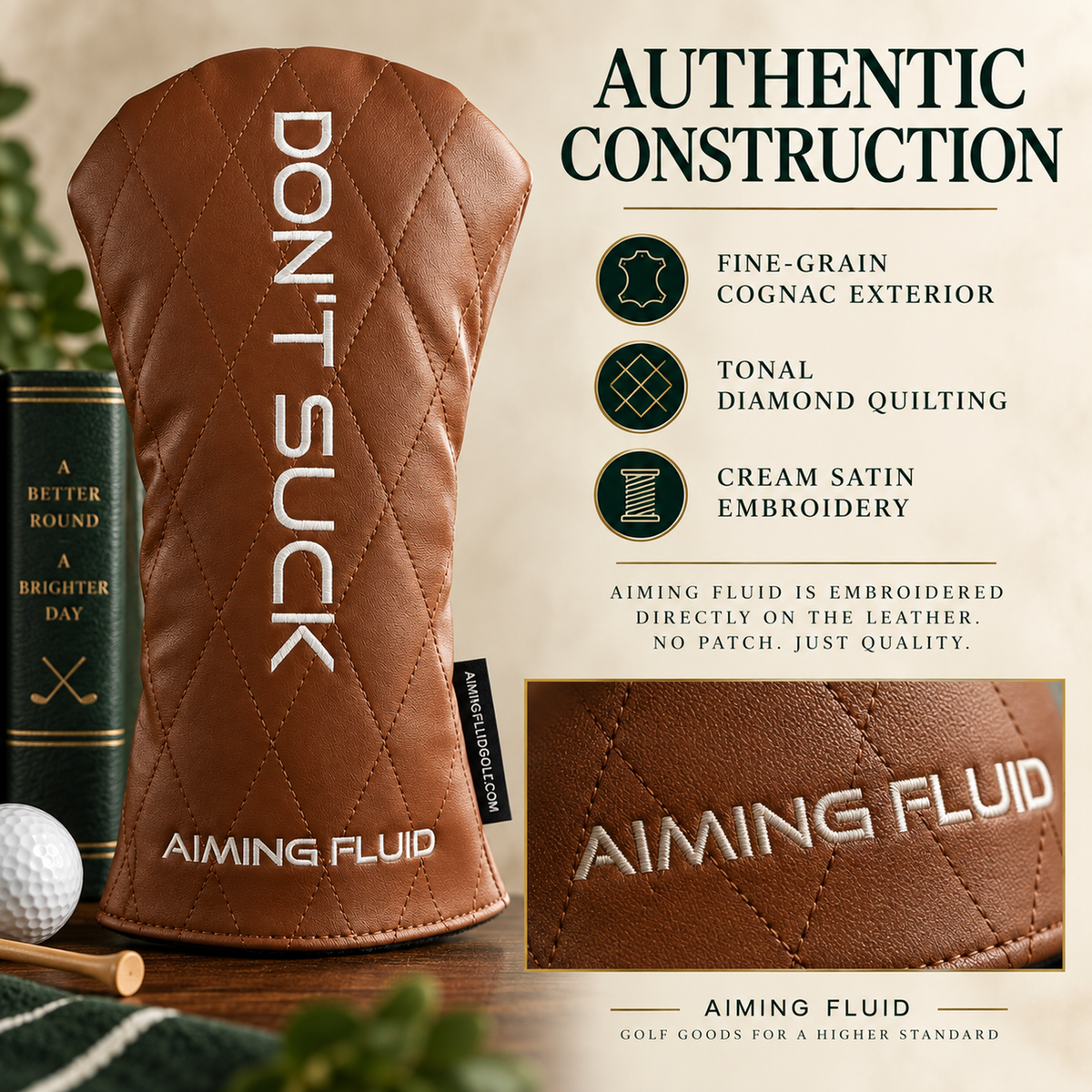 DON'T SUCK™ Reserve — Old Fashioned Driver Headcover (Cognac, 460cc)