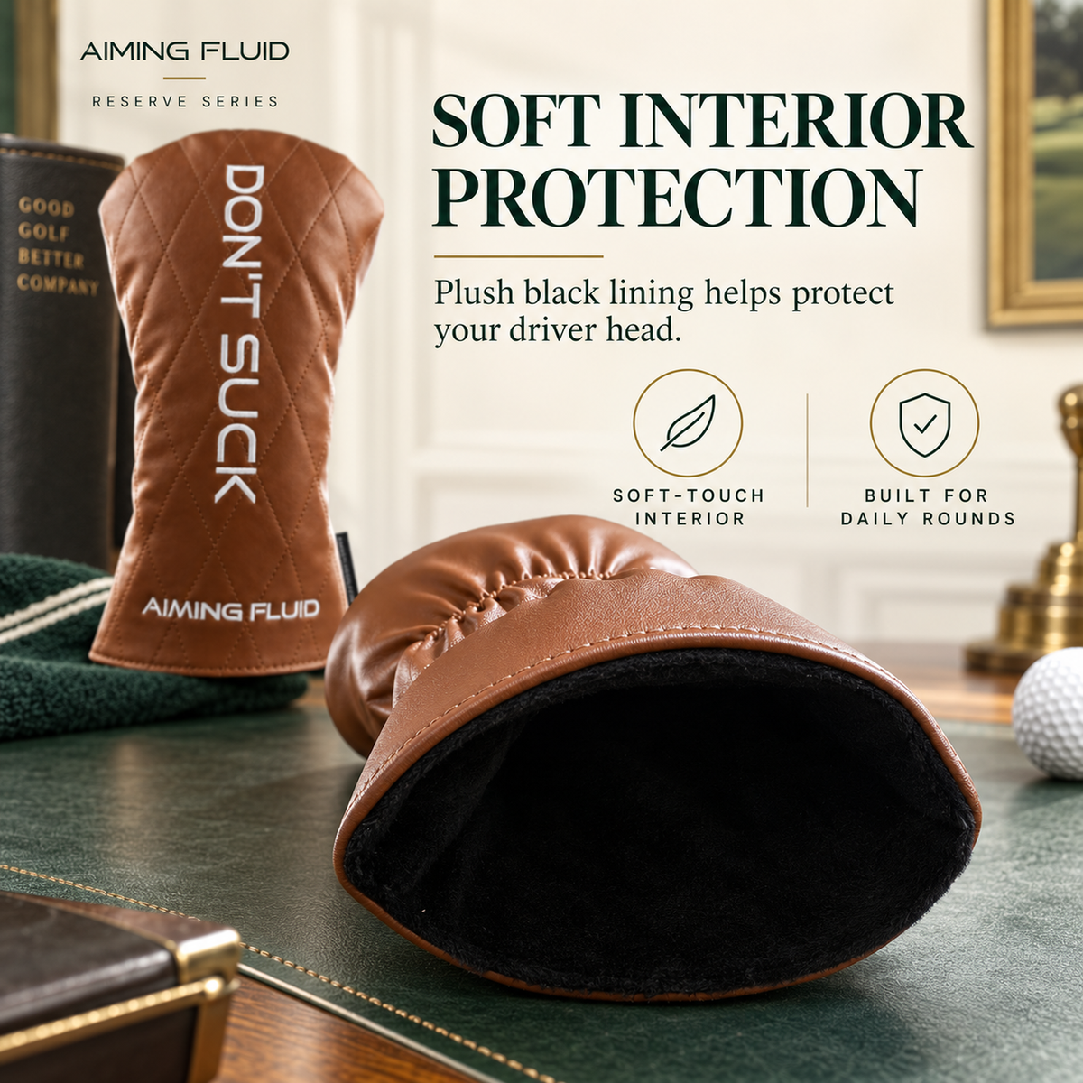 DON'T SUCK™ Reserve — Old Fashioned Driver Headcover (Cognac, 460cc)