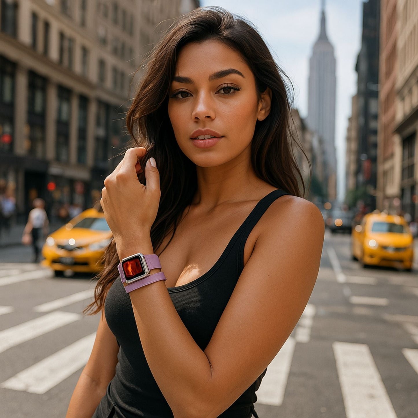 Luxury Double Wrap Black Leather Apple Watch Band - San Diego